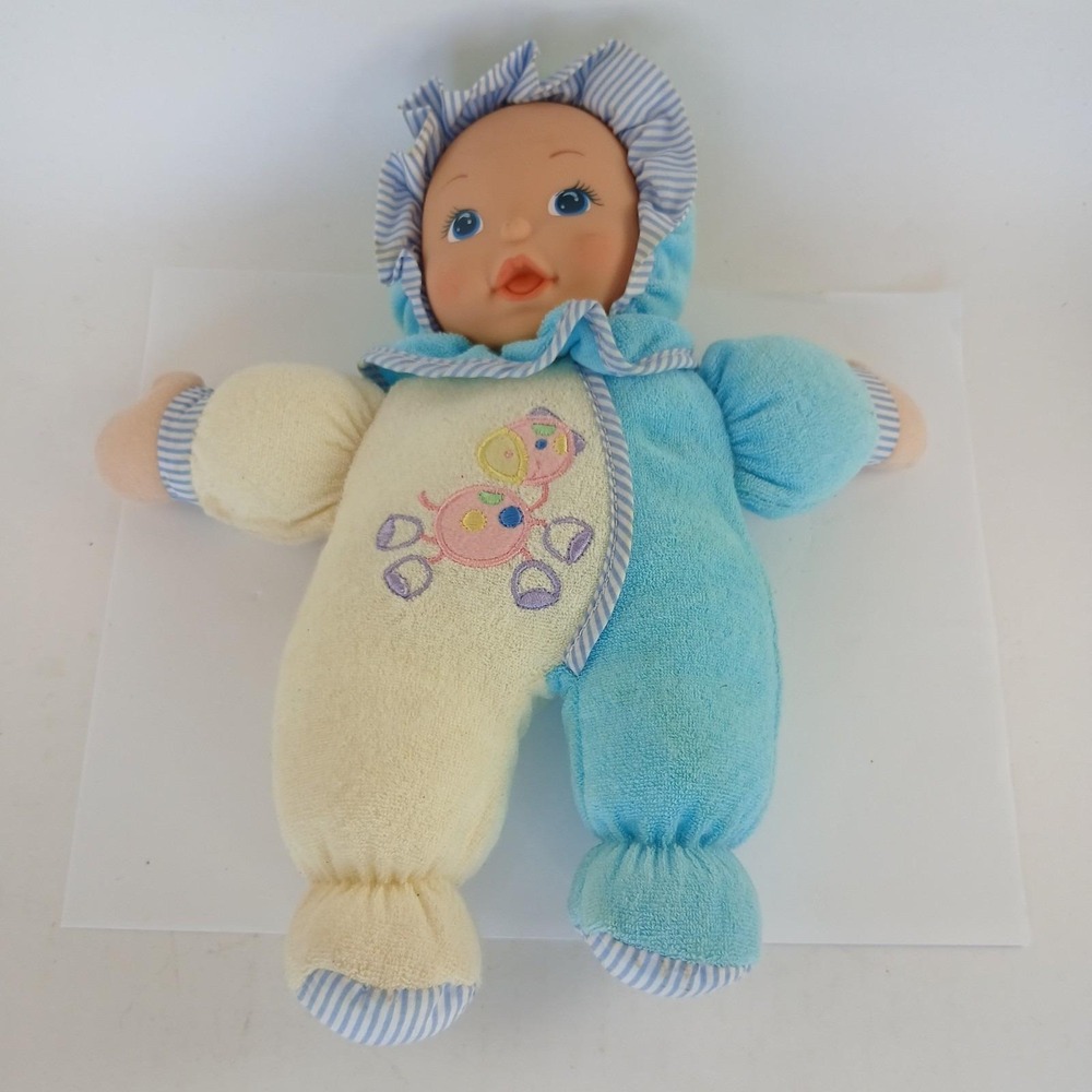 Vintage Terry Cloth Doll Plush Lovey Pink Cream Blue Horse Pajamas Soft Body